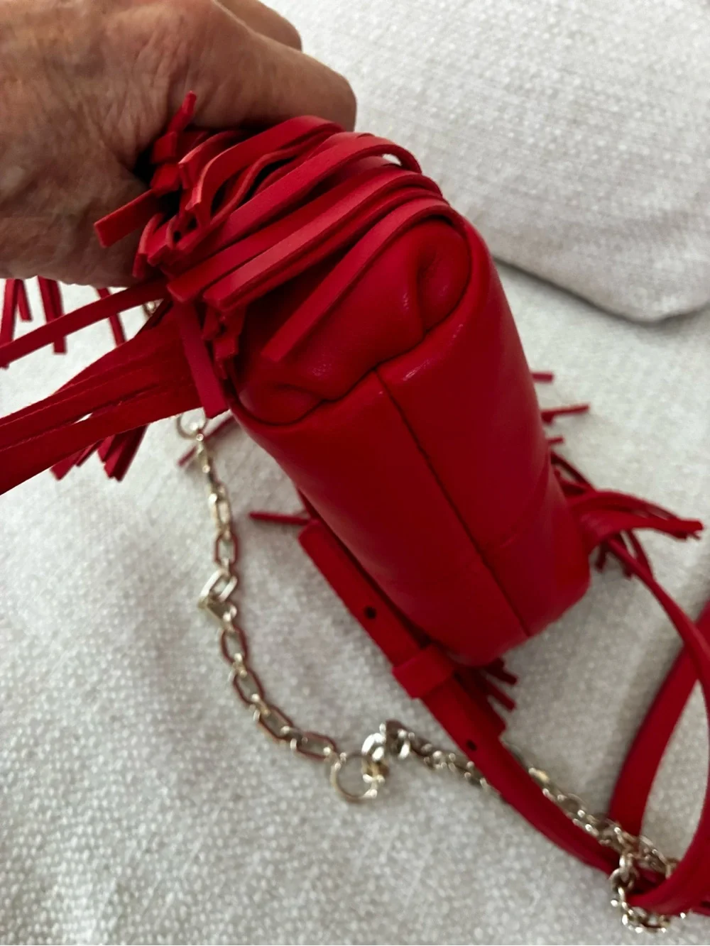 Maje NWOT Mini M Bag With Chain & Crossbody StrapIn Red Leather